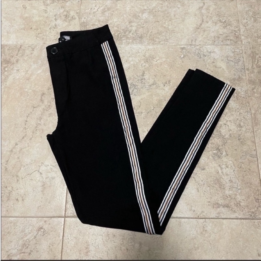 Ambiance Apparel black side stripes stretch skinny rayon work pants. Size small.